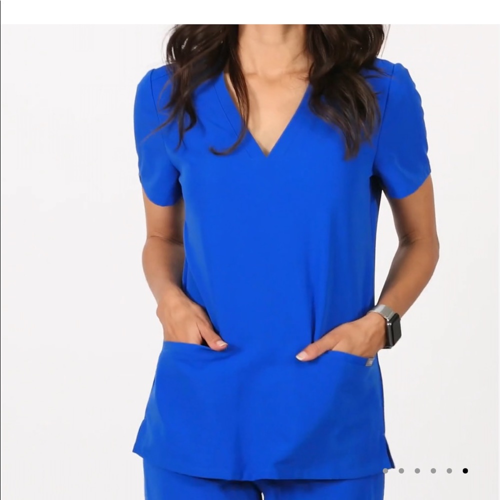 Figs Royal Blue short sleeve shirt